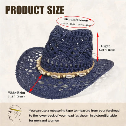 Beach Straw Shell Cowboy Hat - E - Cowboy Outpost