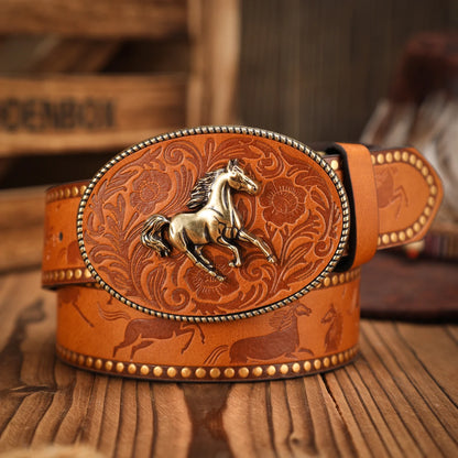 Metal Belt - Camel - Coffee - Cowboy Outpost