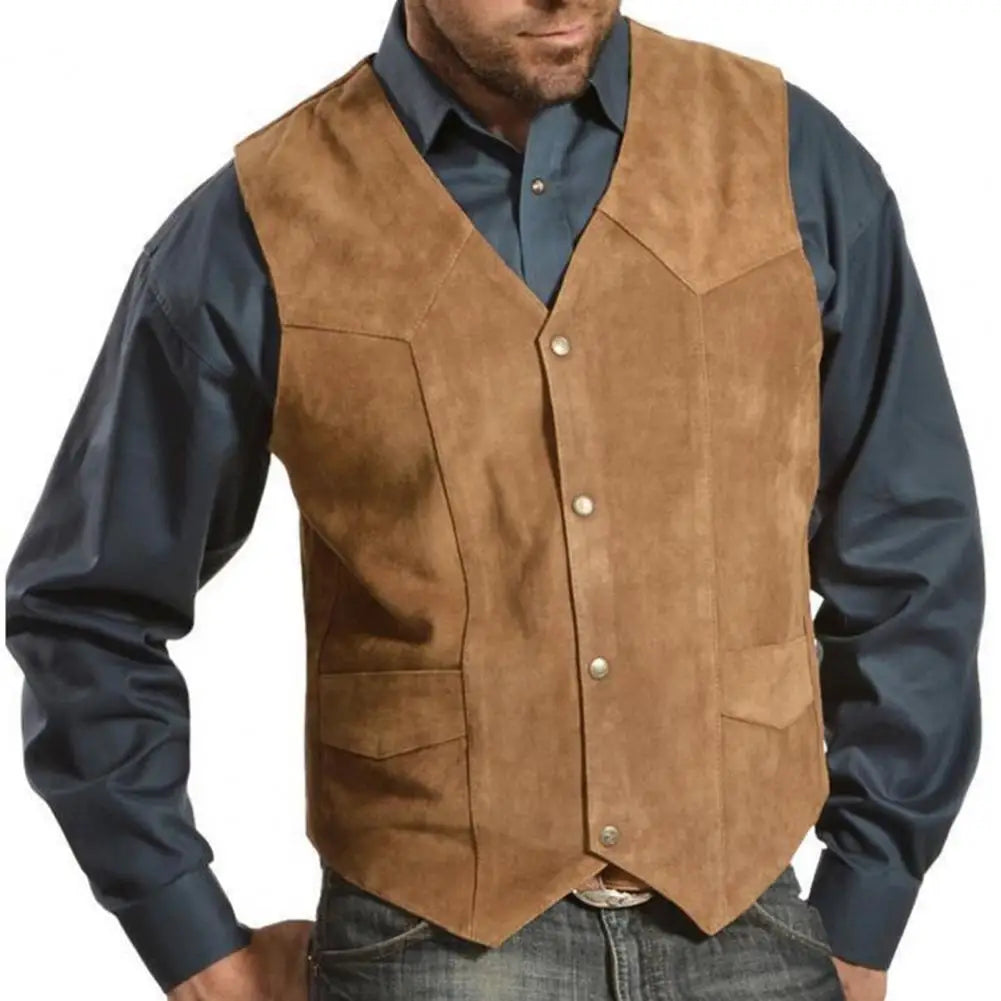 Men's Cowboy Waistcoat - Camel - Cowboy Outpost