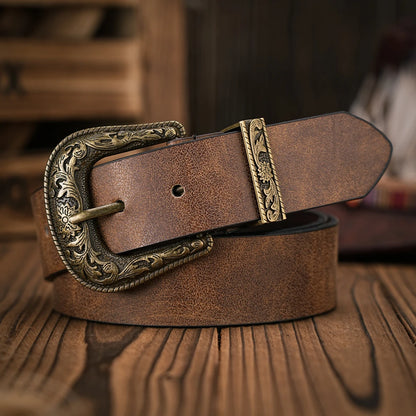 Leather Denim Belt - Brown - Cowboy Outpost