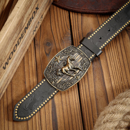 Casual Buckle Belt - brown silver - Cowboy Outpost