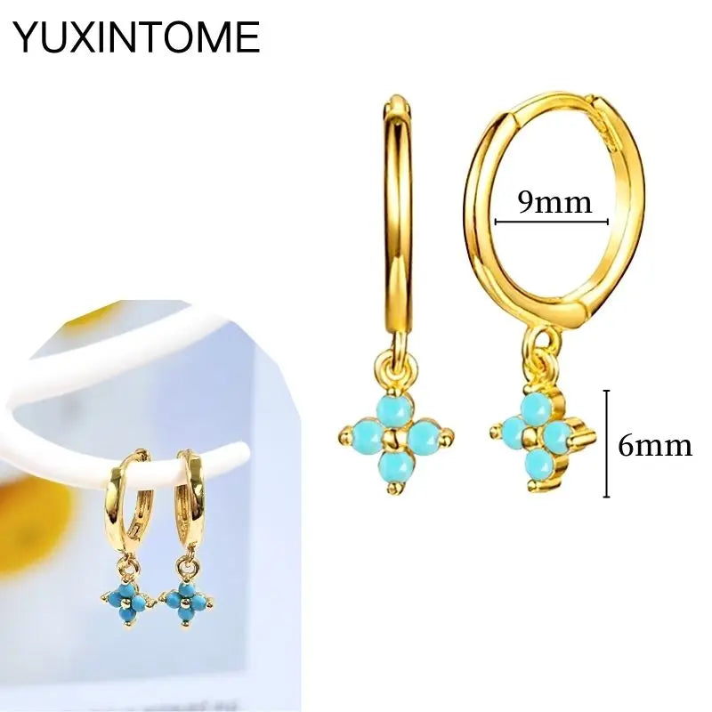 Turquoise Silver Earrings - 7mm - Cowboy Outpost