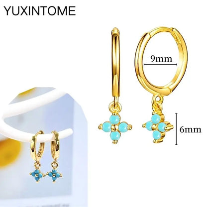 Turquoise Silver Earrings - 7mm - Cowboy Outpost
