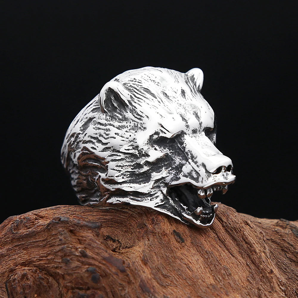 Steel Bear Ring - Style A - Cowboy Outpost