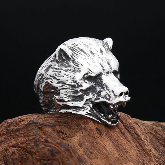 Steel Bear Ring - Style A - Cowboy Outpost