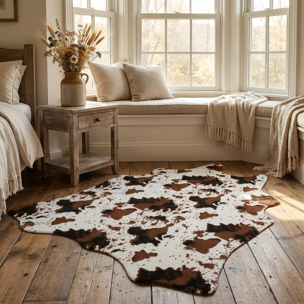 Faux Cowhide Rug - Black White Gray - Cowboy Outpost
