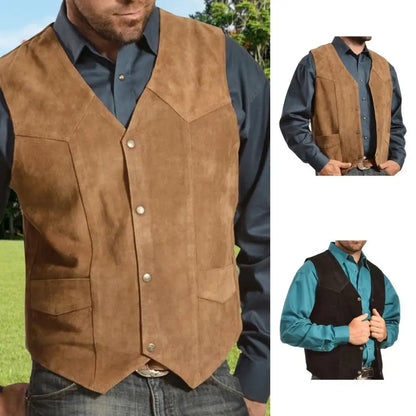 Men's Cowboy Waistcoat - Camel - Cowboy Outpost