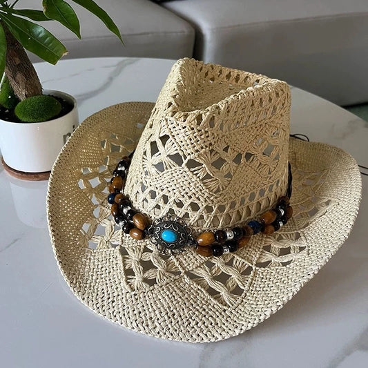 Straw Beach Cowboy Hat - D1 - Cowboy Outpost