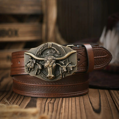 Leather Men's Belt - Gray - Cowboy Outpost