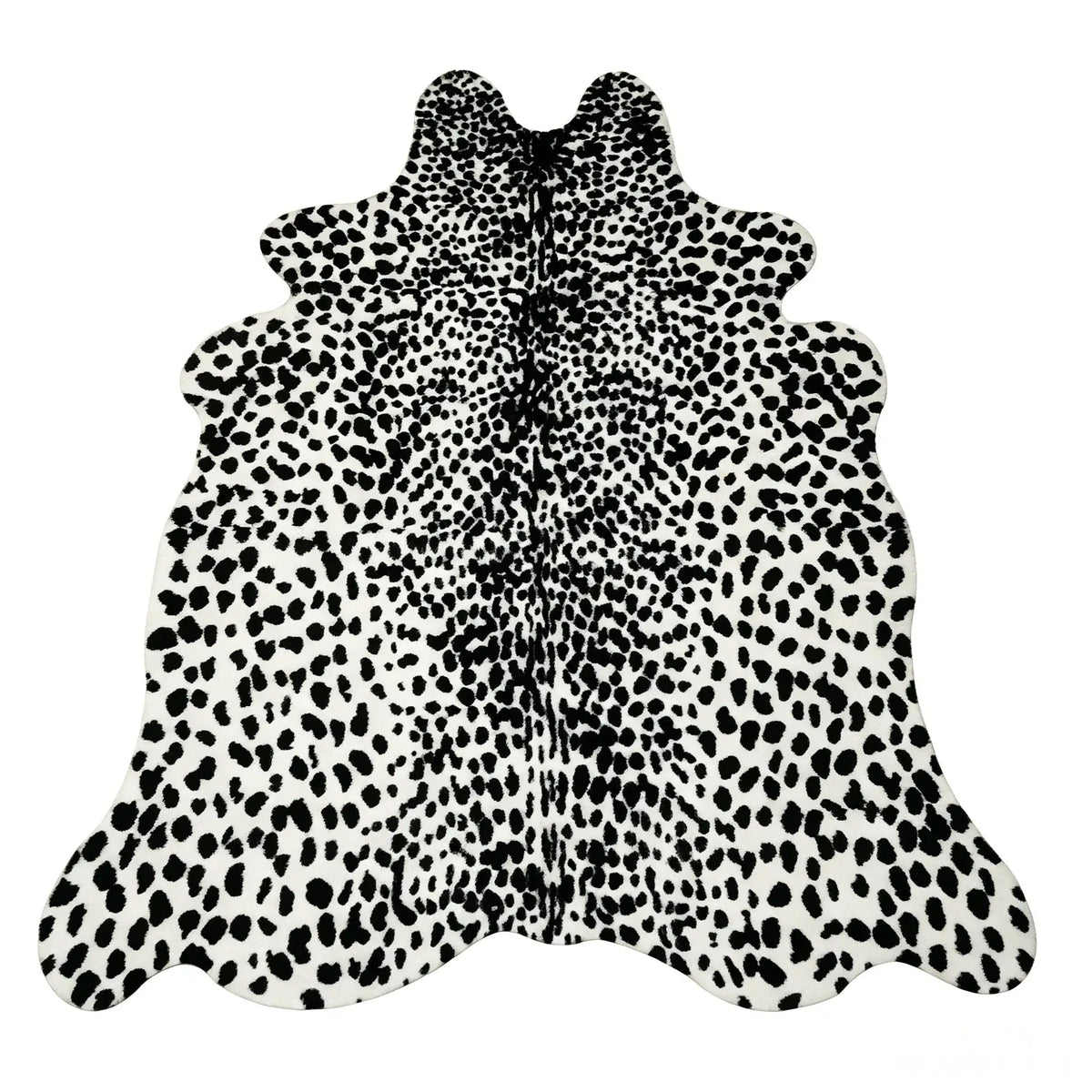 Faux Cowhide Rug - Black White Big Head - Cowboy Outpost