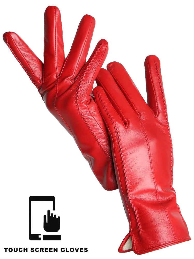 Leather Sheepskin Gloves - Beige Standard - Cowboy Outpost