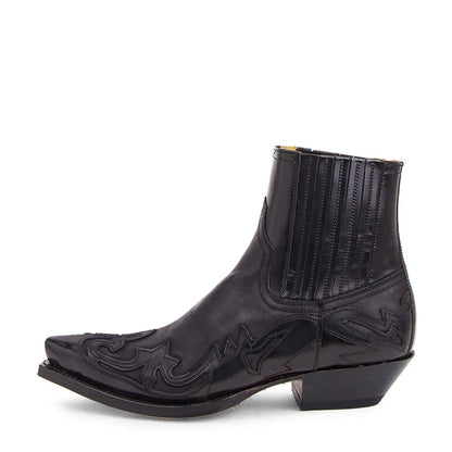 Leather Embroidery Cowboy Boots - black - Cowboy Outpost