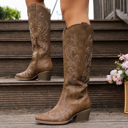 Pointed Cowboy Boots - Red - black - Cowboy Outpost
