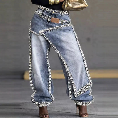 Rhinestone Wide-Leg Jeans - black - Cowboy Outpost