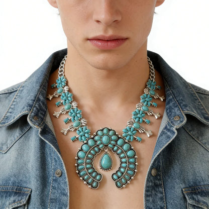 Turquoise Ethnic Necklace - Purple - Cowboy Outpost