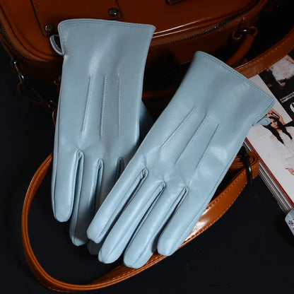 Leather Warm Gloves - DEEP BLUE - Cowboy Outpost