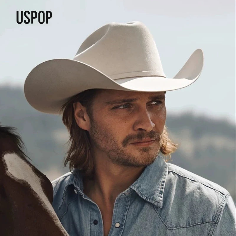 Felt Wide Brim Cowboy Hat - YELLOW - Cowboy Outpost