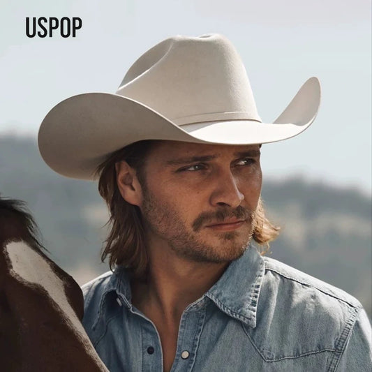 Felt Wide Brim Cowboy Hat - YELLOW - Cowboy Outpost