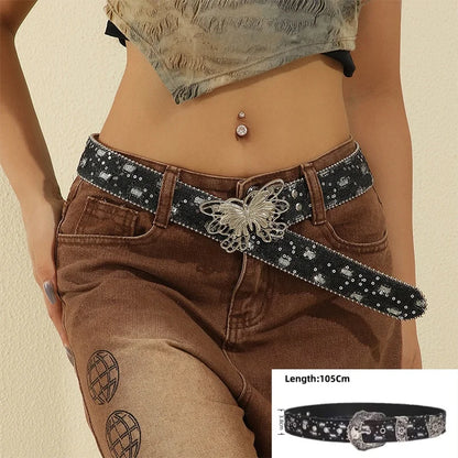 Leather Rhinestone Belt - Cowboy Outpost