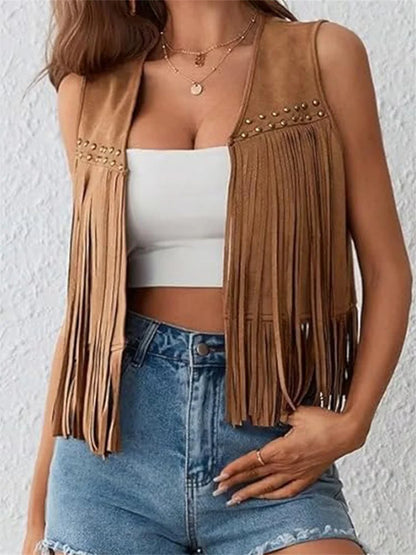 Suede Women's Vests - WHITE - Cowboy Outpost