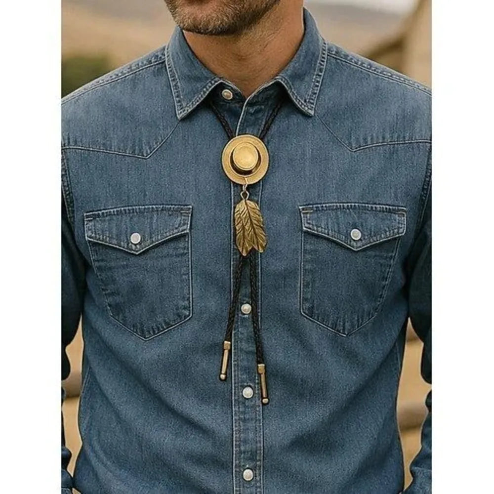 Turquoise Silver Bolo Tie - Style 2 - Cowboy Outpost