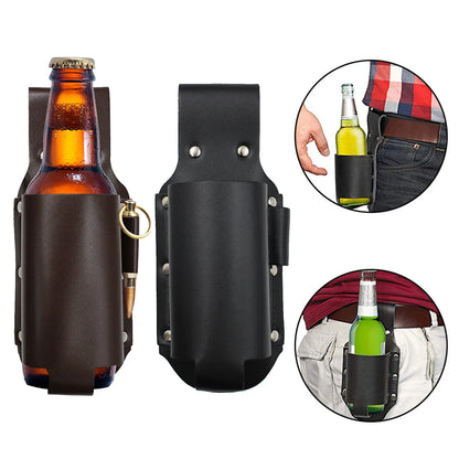 Leather Beer Belt - Black - Cowboy Outpost