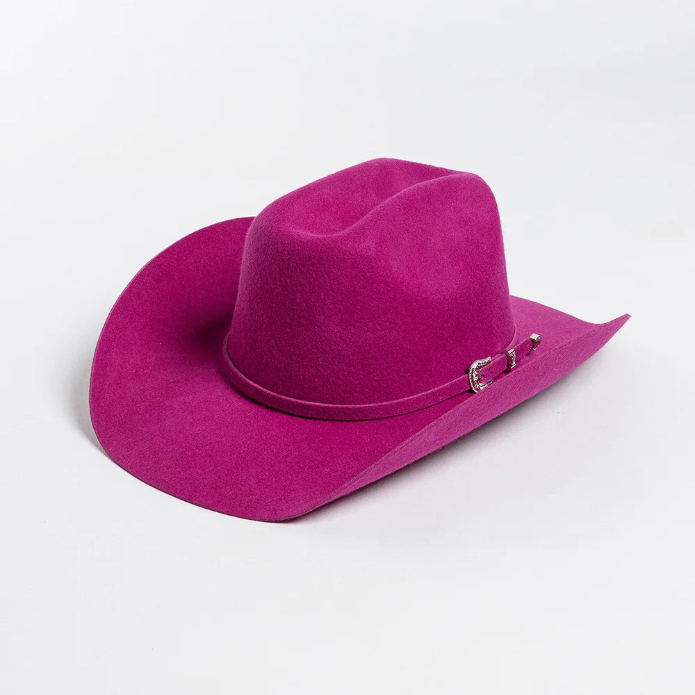 Felt Wide Brim Cowboy Hat - Pink - Cowboy Outpost