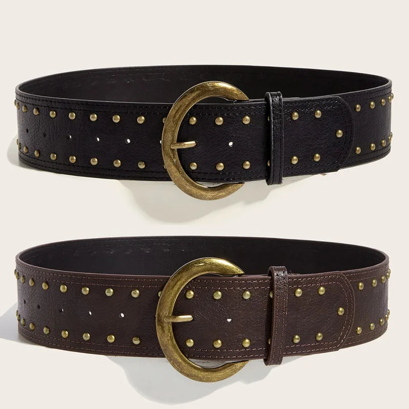 Leather Buckle Belt - B Black - Cowboy Outpost