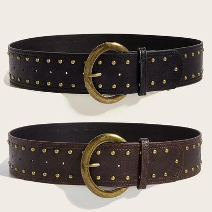 Leather Buckle Belt - B Black - Cowboy Outpost