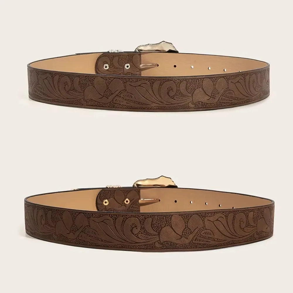 Leather Luxury Belt - Gold - Cowboy Outpost