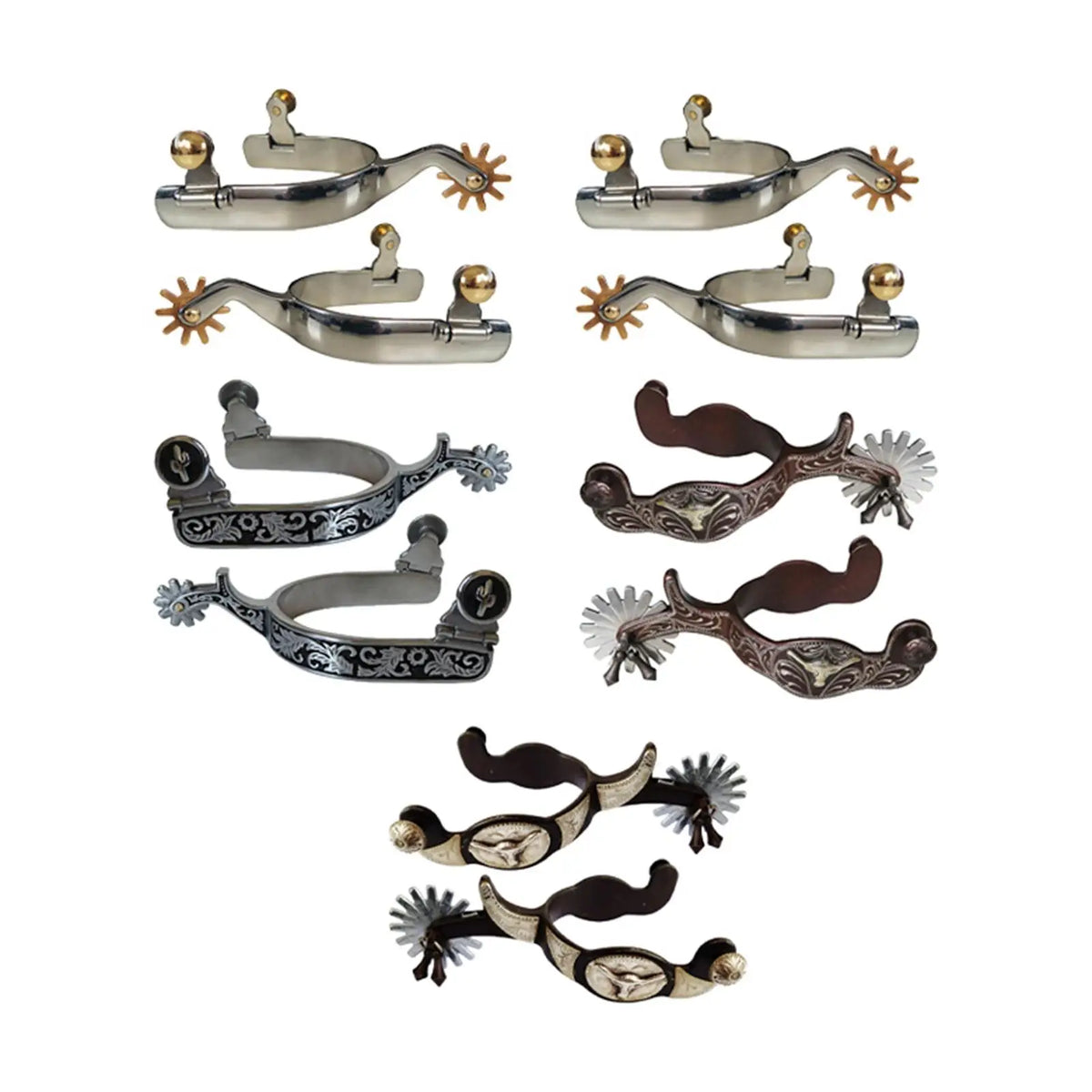 Western Riding Spurs - Black Silver - Cowboy Outpost