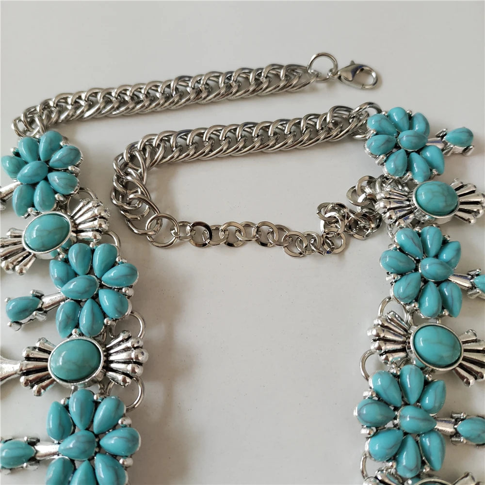 Turquoise Ethnic Necklace - Red Set - Cowboy Outpost