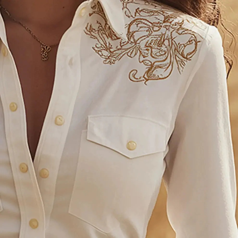 Women's Western Shirt - WHITE - Cowboy Outpost