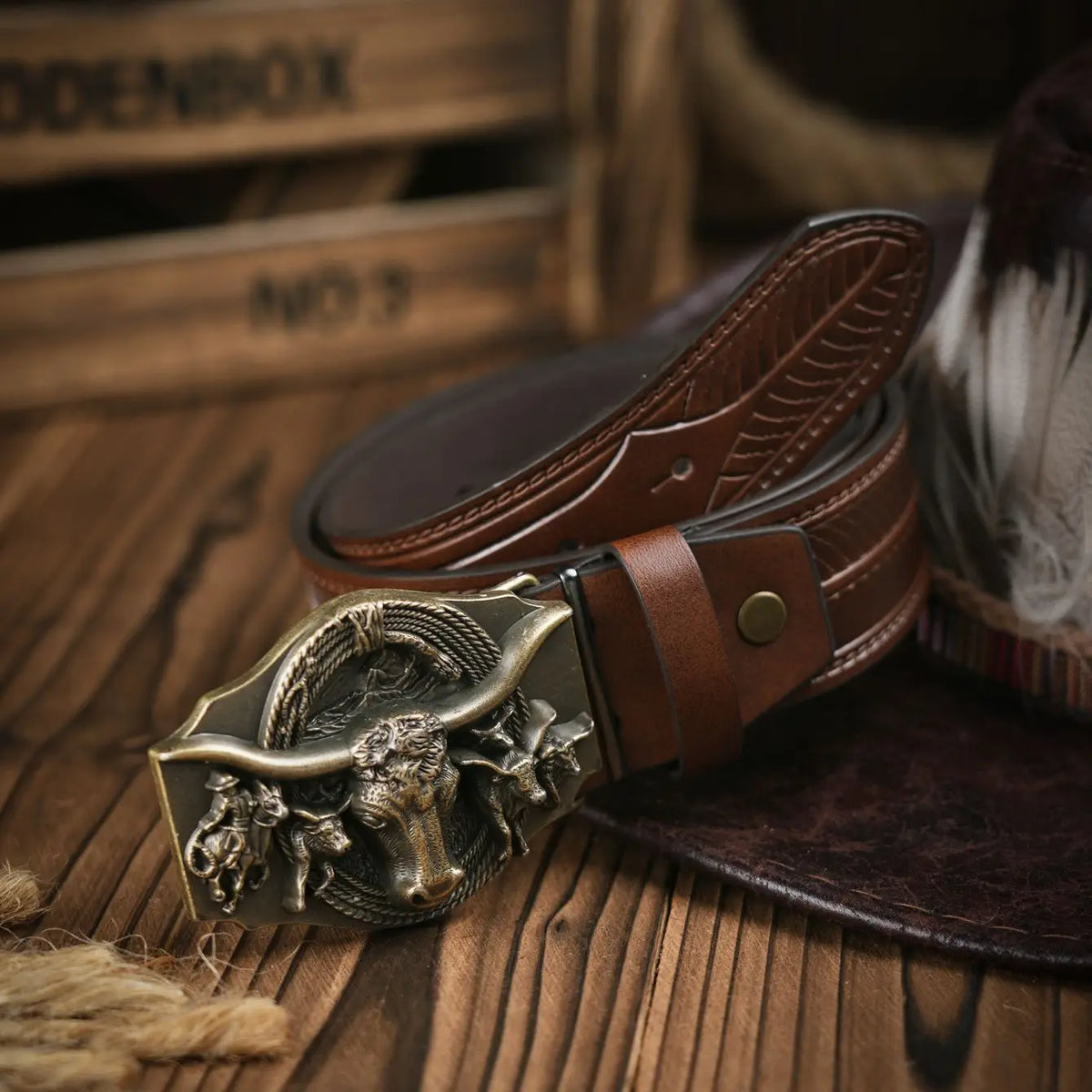 Leather Men's Belt - Coffee - Cowboy Outpost