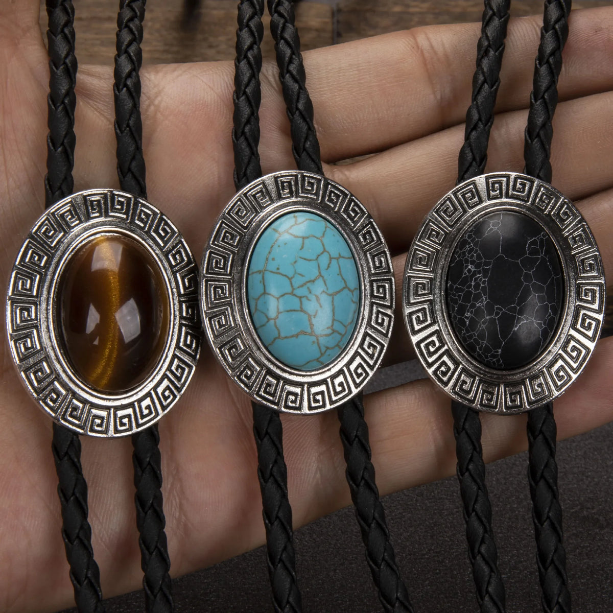 Leather Rechicgu Bolo Tie - 01 - Cowboy Outpost