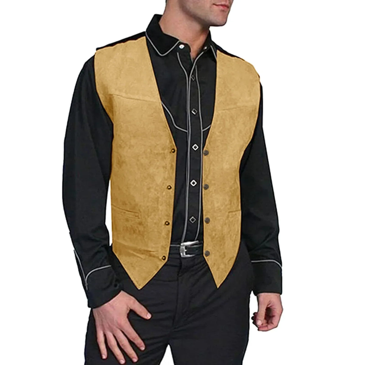 Leather Men's Vests - Black - Cowboy Outpost