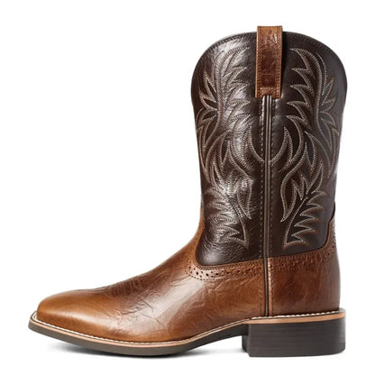 Embroidery Cowboy Boots - Brown - Cowboy Outpost