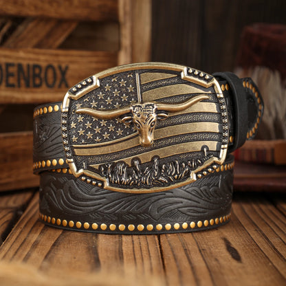 Denim Suitable Belt - black golden - Cowboy Outpost