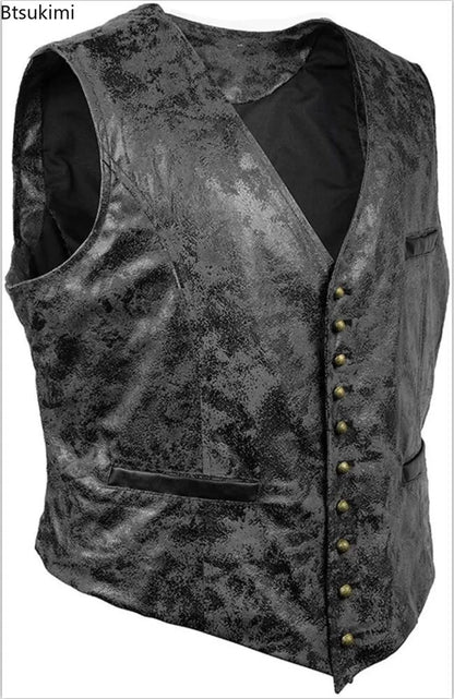 Leather Slim Vests - Black - Cowboy Outpost