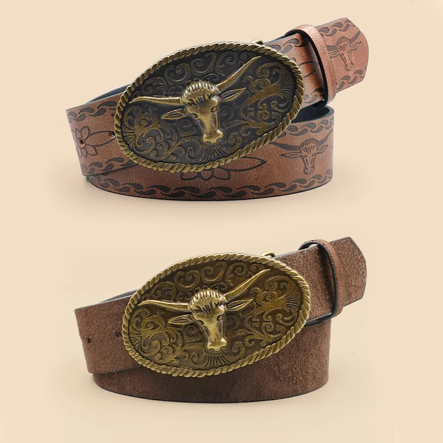 Antiqued Belt - Brown - Cowboy Outpost