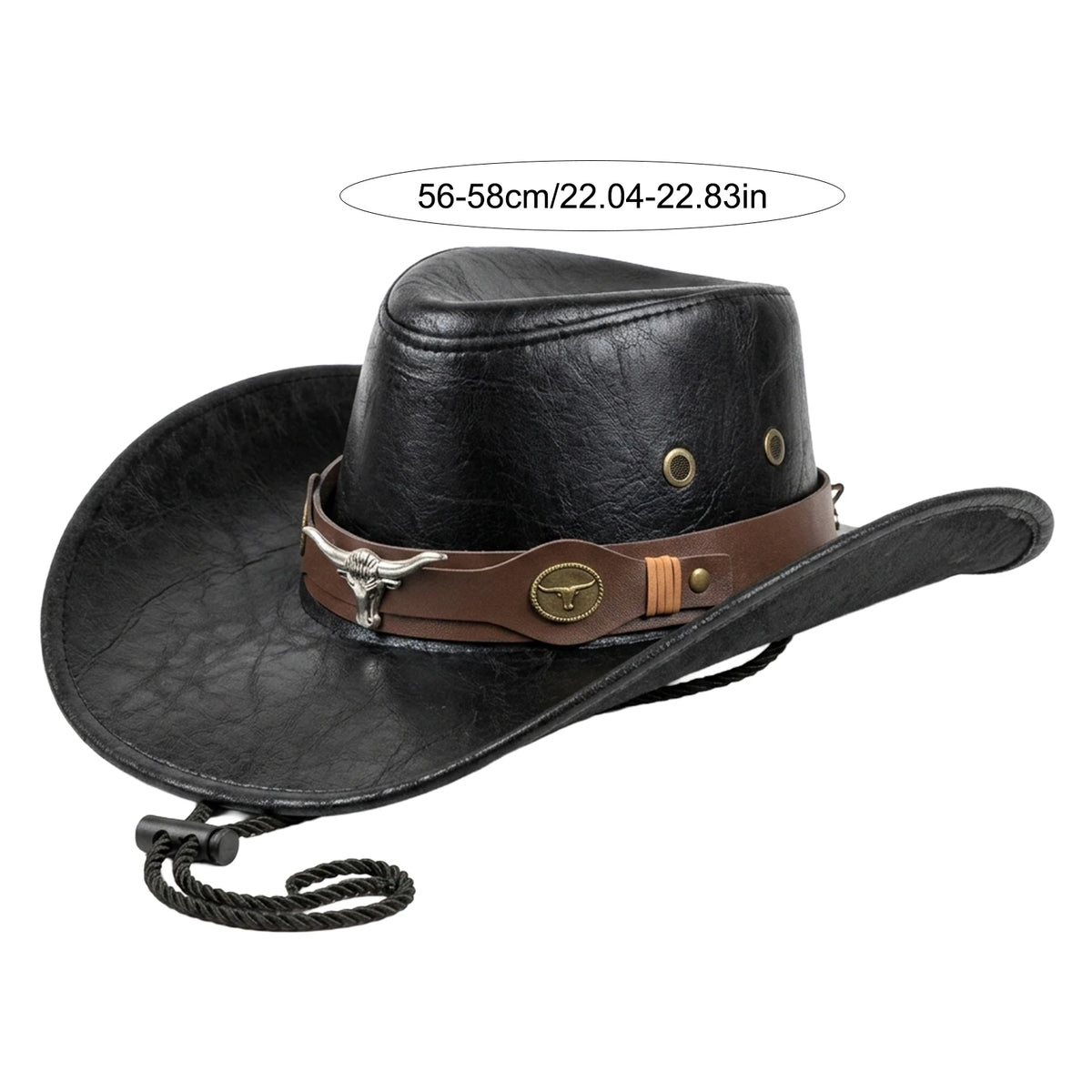 Leather Faux Cowboy Hat - Style 6 - Cowboy Outpost