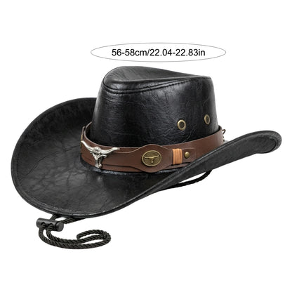 Leather Faux Cowboy Hat - Style 6 - Cowboy Outpost