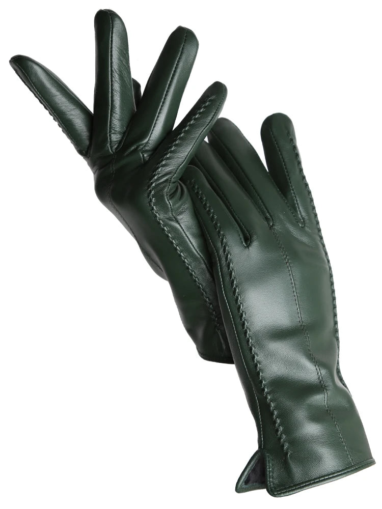 Leather Sheepskin Gloves - Grey Touch - Cowboy Outpost