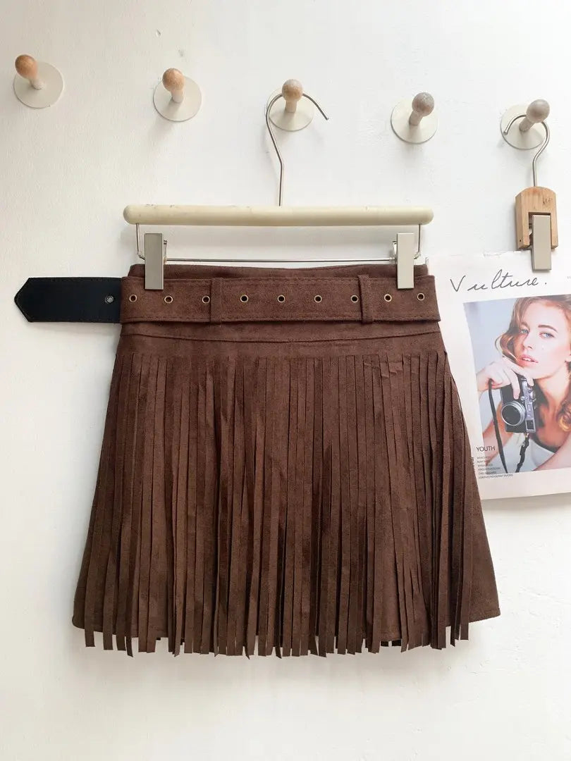 Suede Mini Skirt - Brown - Cowboy Outpost