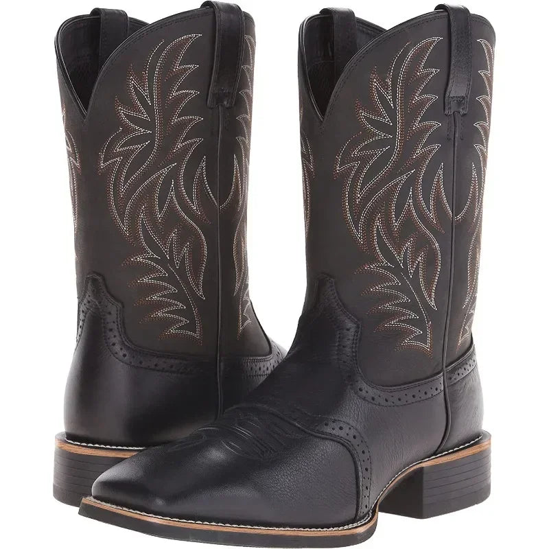Embroidery Cowboy Boots - Brown - Cowboy Outpost
