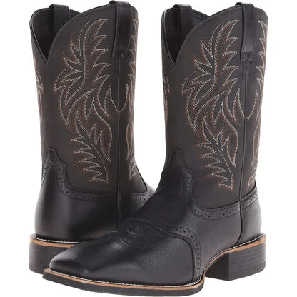 Embroidery Cowboy Boots - Brown - Cowboy Outpost