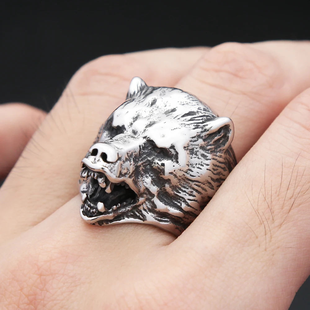 Steel Bear Ring - Style A - Cowboy Outpost