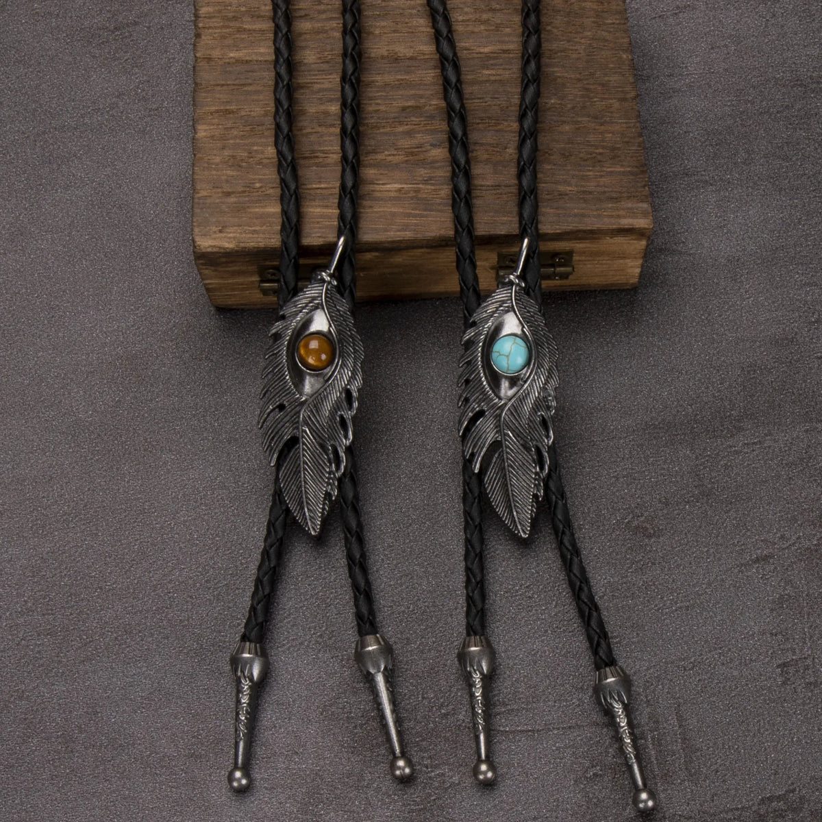 Leather Rechicgu Bolo Tie - 06 - Cowboy Outpost