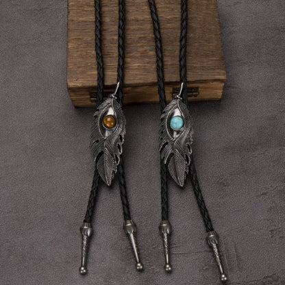 Leather Rechicgu Bolo Tie - 06 - Cowboy Outpost