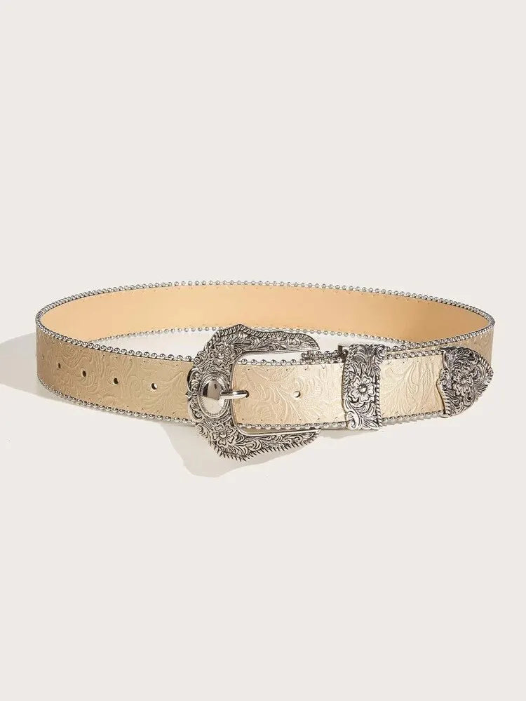Leather Metal Belt - black - Cowboy Outpost